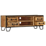 TV Cabinet with Drawers 120x30x40 cm Solid Mango Wood - 45-Degree Angle