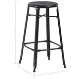 Bar Stools 2 pcs Black Steel - Close-Up Angle