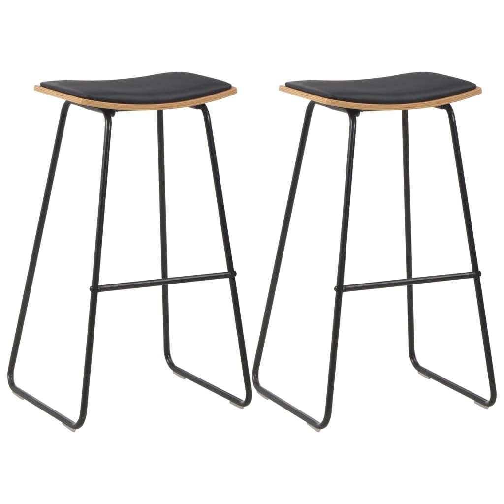Bar Stools 2 pcs Black Faux Leather