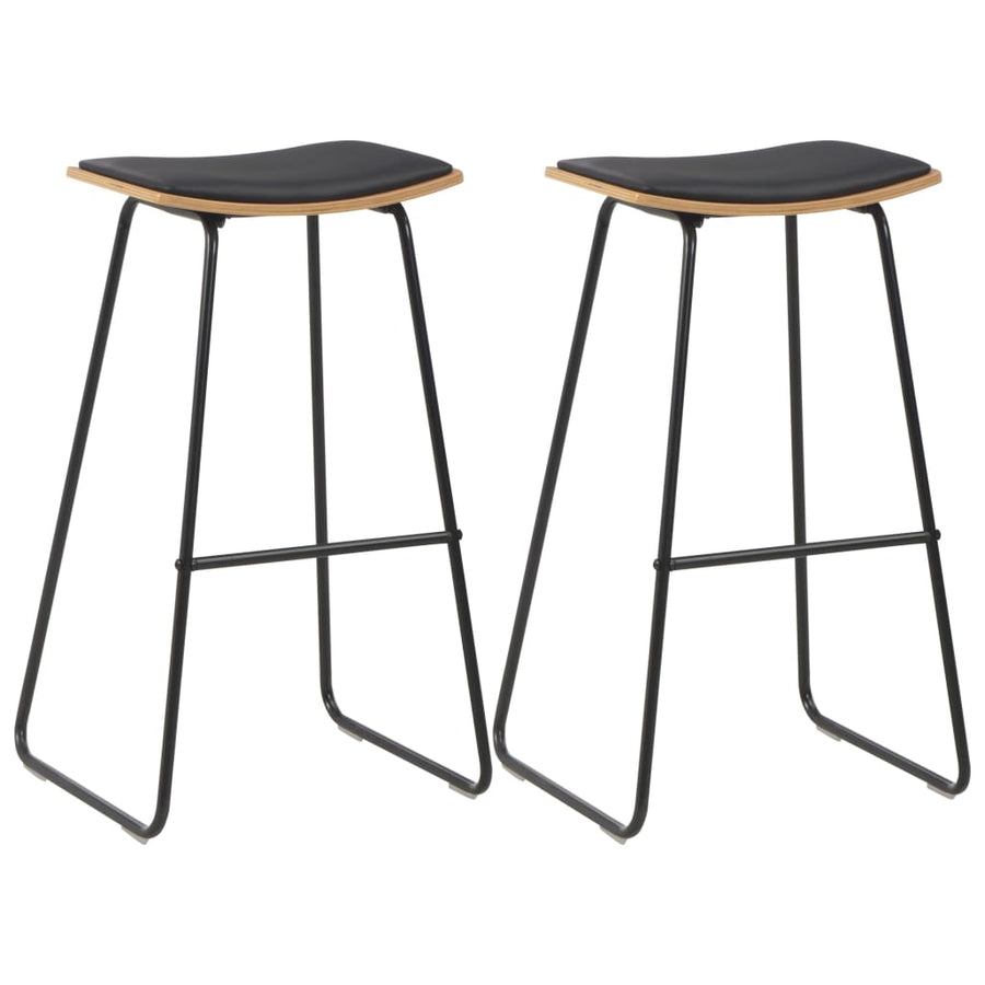 Bar Stools 2 pcs Black Faux Leather