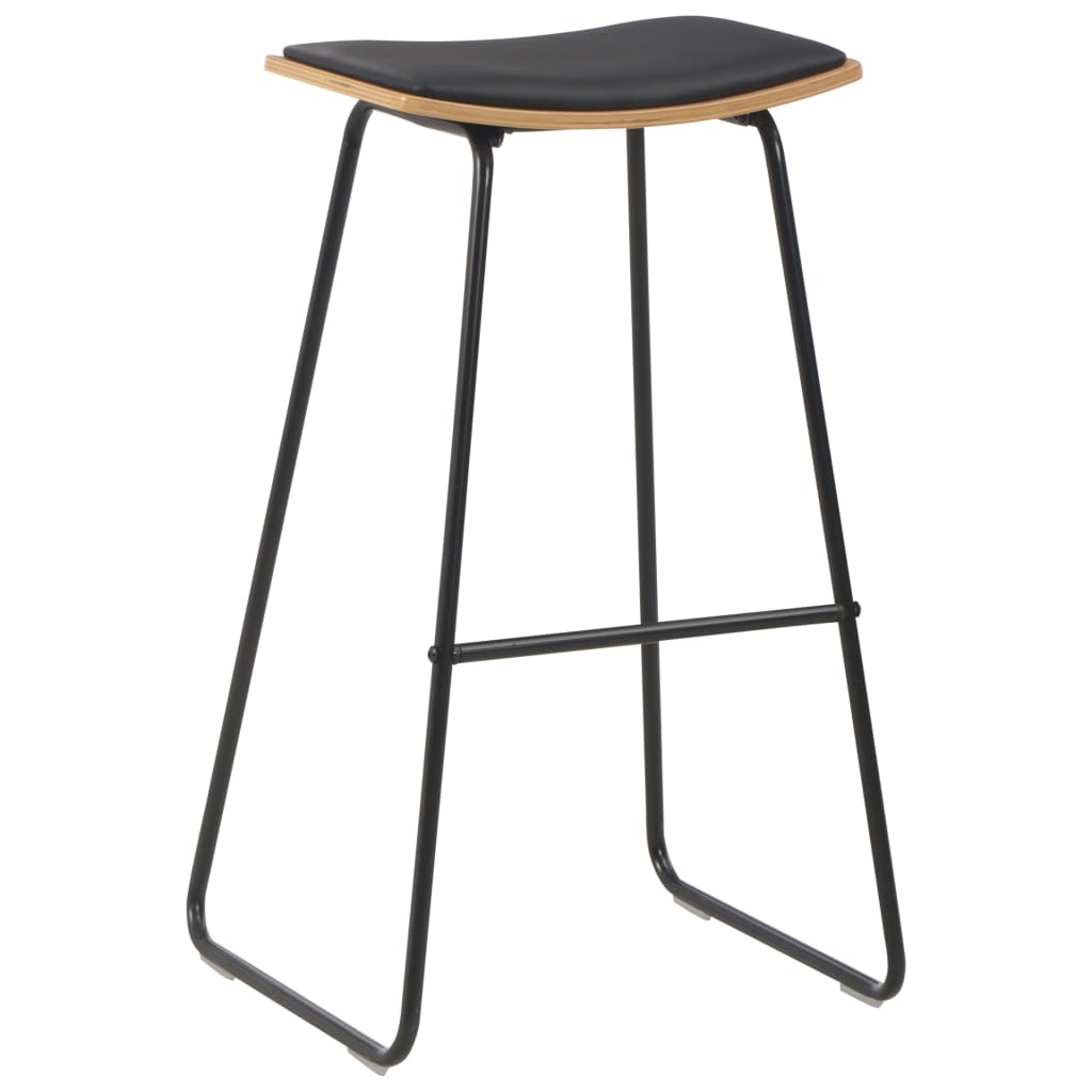 Bar Stools 2 pcs Black Faux Leather