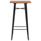 Bar Table Black 60x60x108 cm Solid Pine Wood Steel - Front View