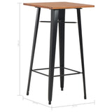 Bar Table Black 60x60x108 cm Solid Pine Wood Steel - Rear View
