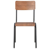 Dining Chairs 2 pcs Brown Solid Plywood Steel - Front View