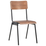 Dining Chairs 2 pcs Brown Solid Plywood Steel - Side View