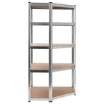 5-Layer Corner Shelf Silver Steel&Engineered Wood