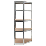 5-Layer Corner Shelf Silver Steel&Engineered Wood - Side View