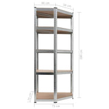 5-Layer Corner Shelf Silver Steel&Engineered Wood - Low Angle