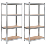 4-Layer Shelves 2 pcs Silver Steel&Engineered Wood