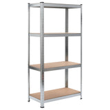 4-Layer Shelves 2 pcs Silver Steel&Engineered Wood - Front View