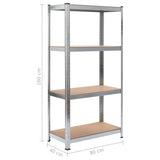 4-Layer Shelves 2 pcs Silver Steel&Engineered Wood - Extra Image
