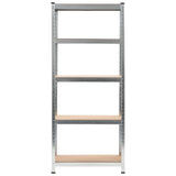 5-Layer Storage Shelf Silver Steel&Engineered Wood - Front View