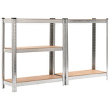 5-Layer Storage Shelf Silver Steel&Engineered Wood - Top-Down View