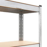5-Layer Storage Shelf Silver Steel&Engineered Wood - 45-Degree Angle