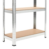 5-Layer Storage Shelf Silver Steel&Engineered Wood - Low Angle