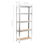 5-Layer Storage Shelf Silver Steel&Engineered Wood - Extra Image