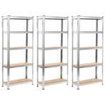 5-Layer Shelves 3 pcs Silver Steel&Engineered Wood