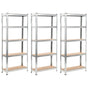 5-Layer Shelves 3 pcs Silver Steel&Engineered Wood