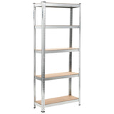 5-Layer Shelves 3 pcs Silver Steel&Engineered Wood - Front View