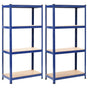 Storage Shelves 2 pcs Blue 80x40x160 cm Steel and MDF