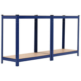 Storage Shelves 2 pcs Blue 80x40x160 cm Steel and MDF