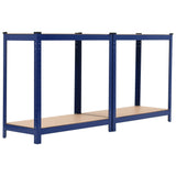 Storage Shelves 2 pcs Blue 80x40x160 cm Steel and MDF - 45-Degree Angle
