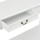 Console Table White 110x35x80 cm Wood - Close-Up Angle