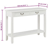 Console Table White 110x35x80 cm Wood - Low Angle