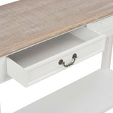 Console Table White 110x35x80 cm Wood - Close-Up Angle