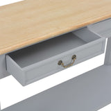 Console Table Grey 110x35x80 cm Wood - Close-Up Angle