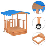 Kids Playhouse with Sandbox Fir Wood Blue UV50 - Front View