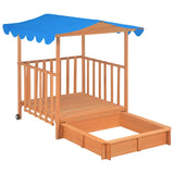 Kids Playhouse With Sandbox Fir Wood Blue Uv50 - 45-Degree Angle