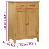 Shoe Cabinet 76x37x105 cm Solid Oak Wood - Low Angle