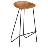 Bar Stools 2 pcs Solid Acacia Wood - Close-Up Angle