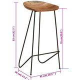 Bar Stools 2 pcs Solid Acacia Wood - Extra Image