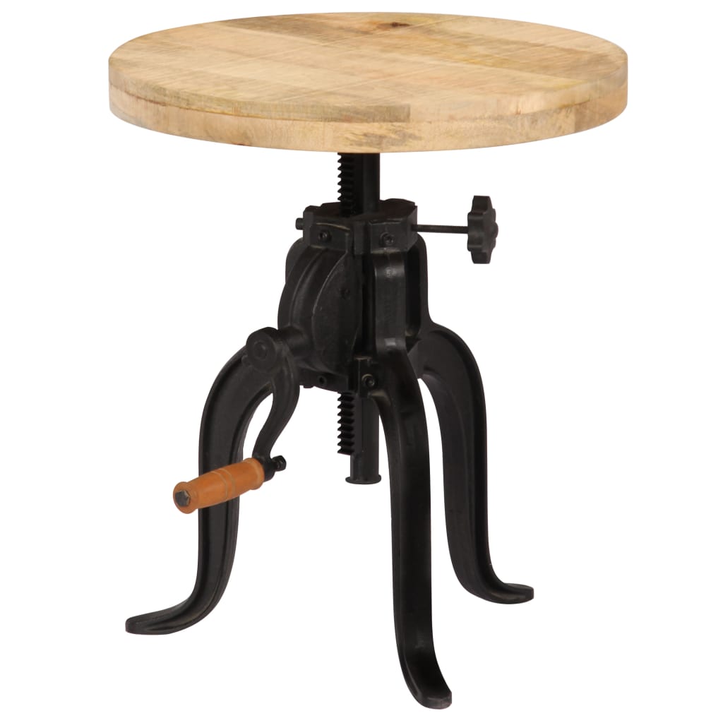 Side Table 45x(45-62) Cm Solid Mango Wood And Cast Iron