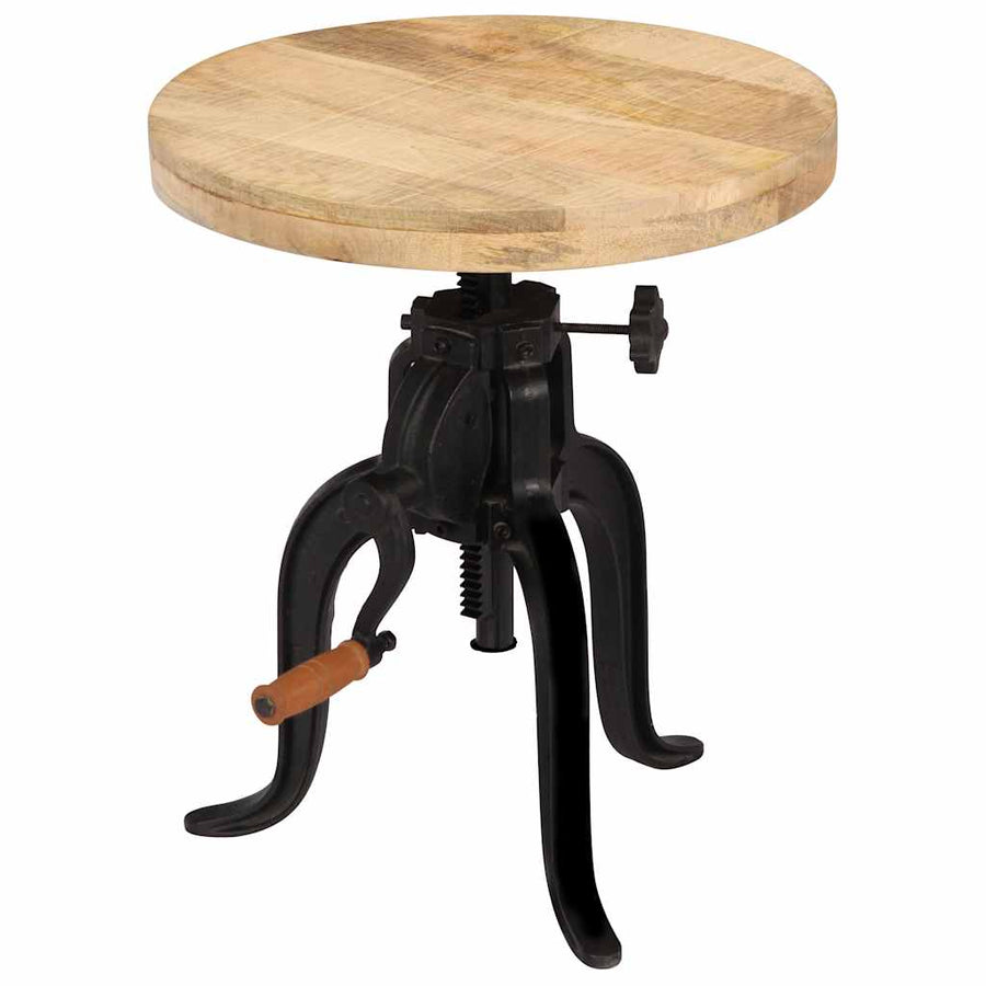 Side Table 45x(45-62) Cm Solid Mango Wood And Cast Iron