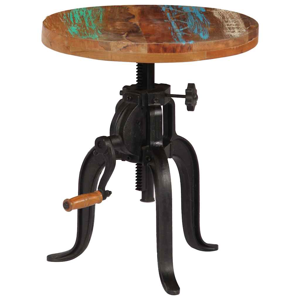 Side Table 45x(45-62) Cm Solid Reclaimed Wood And Cast Iron