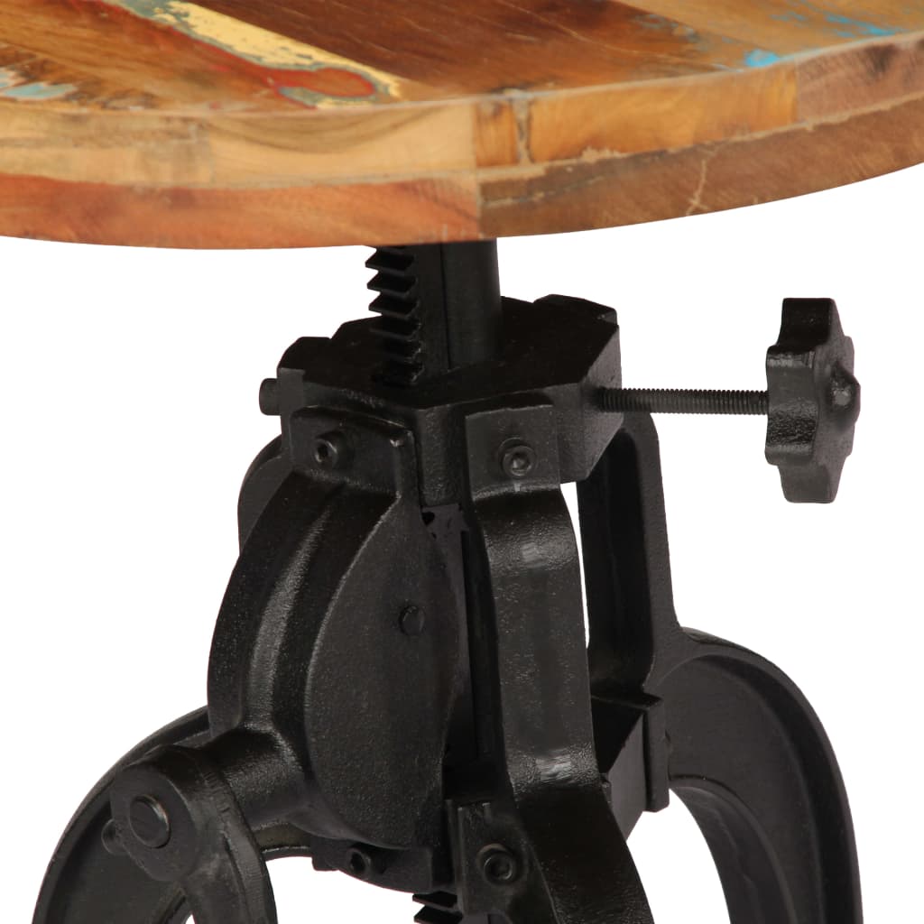 Side Table 45x(45-62) Cm Solid Reclaimed Wood And Cast Iron