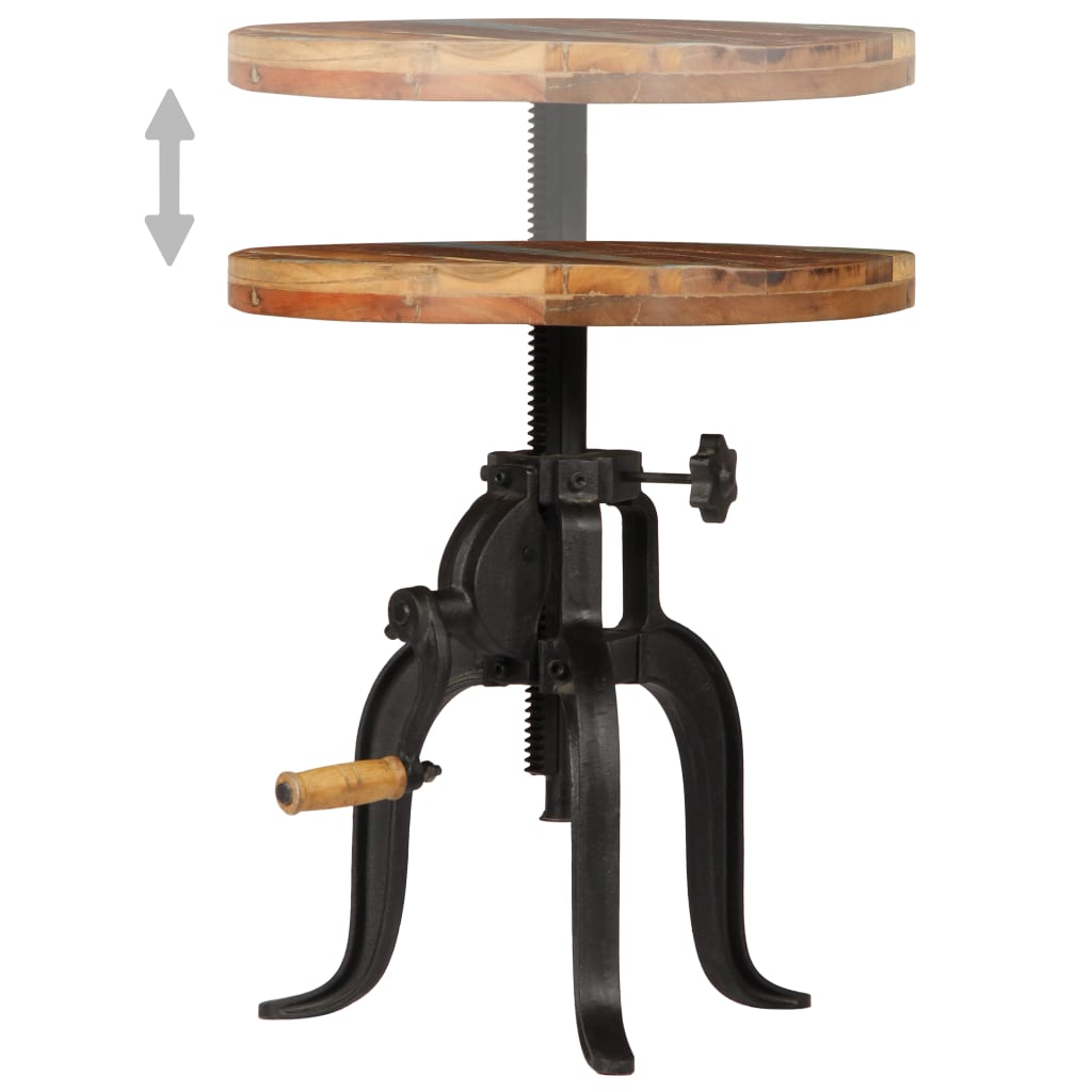 Side Table 45x(45-62) Cm Solid Reclaimed Wood And Cast Iron