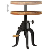 Side Table 45x(45-62) Cm Solid Reclaimed Wood And Cast Iron - Rear View