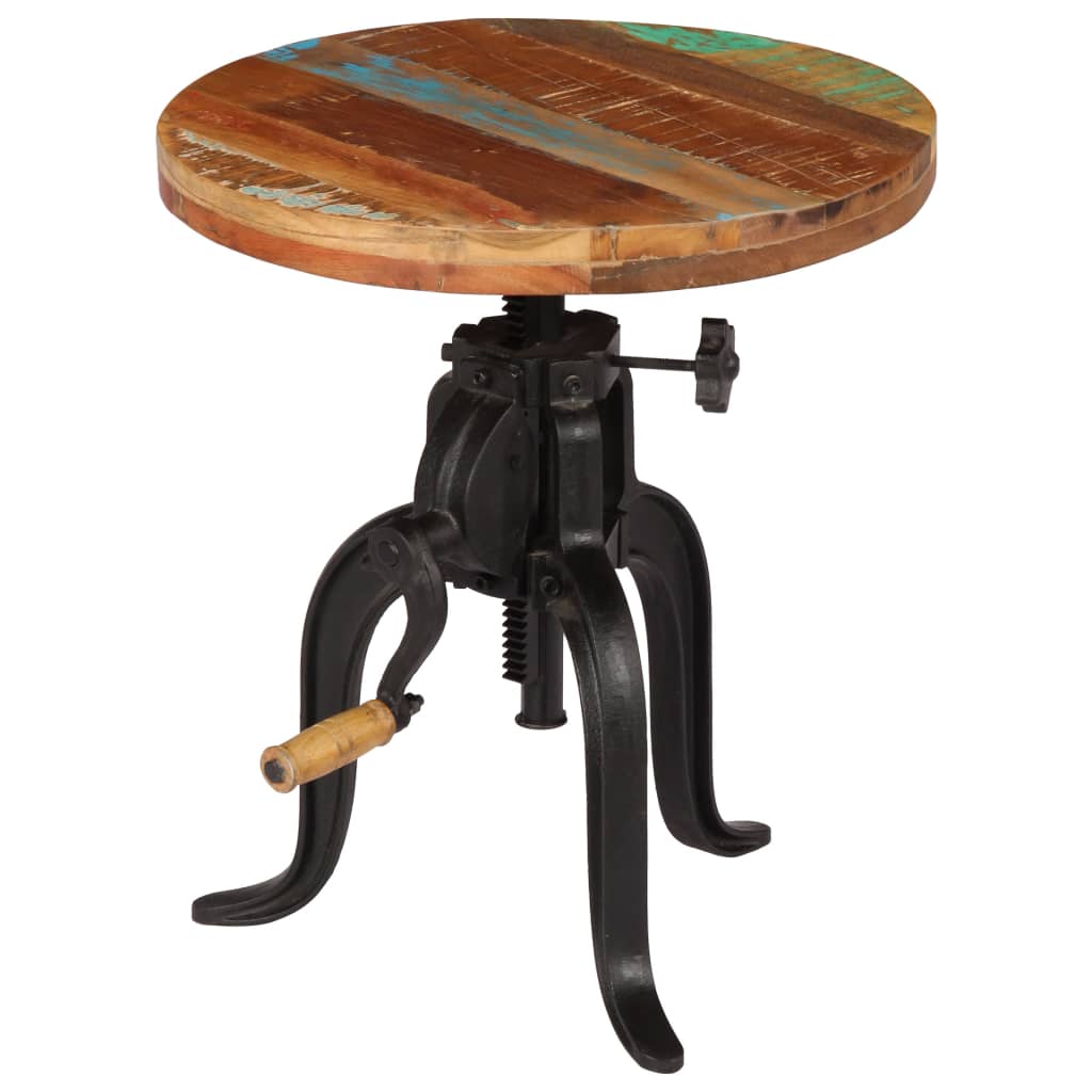 Side Table 45x(45-62) Cm Solid Reclaimed Wood And Cast Iron