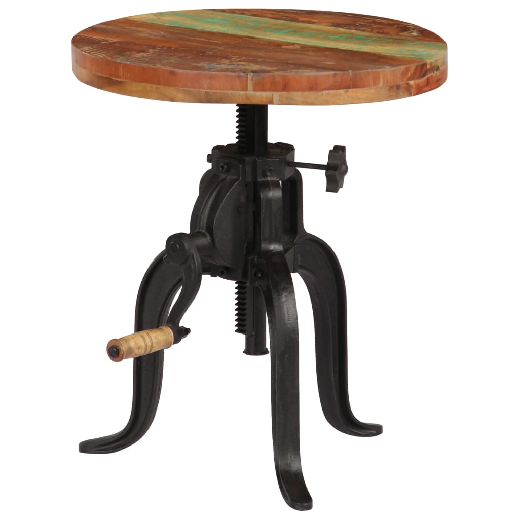 Side Table 45x(45-62) Cm Solid Reclaimed Wood And Cast Iron