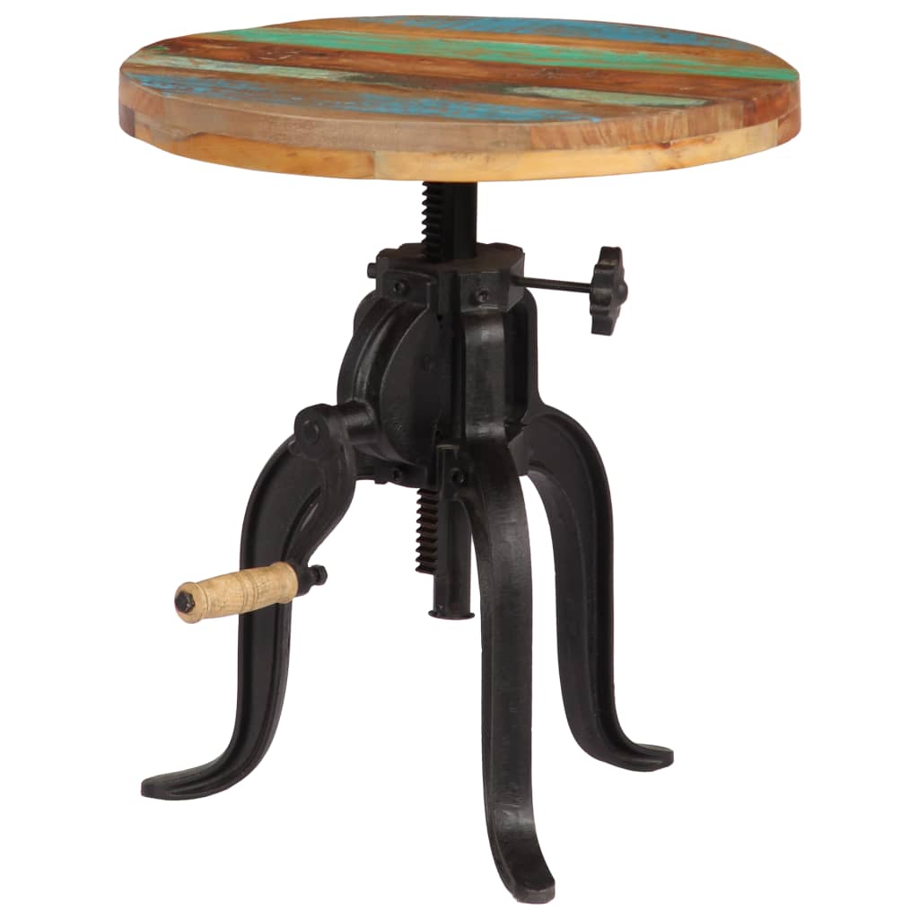 Side Table 45x(45-62) Cm Solid Reclaimed Wood And Cast Iron