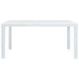 Garden Table White 150x90x72 cm Plastic Rattan Look