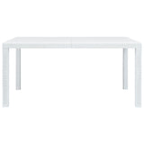 Garden Table White 150x90x72 cm Plastic Rattan Look - Front View