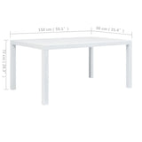 Garden Table White 150x90x72 cm Plastic Rattan Look - 45-Degree Angle