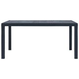Garden Table Anthracite 150x90x72 cm Plastic Rattan Look - Front View