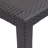 Garden Table Brown 150x90x72 cm Plastic Rattan Look - Side View