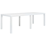 Garden Table White 220x90x72 cm Plastic Rattan Look